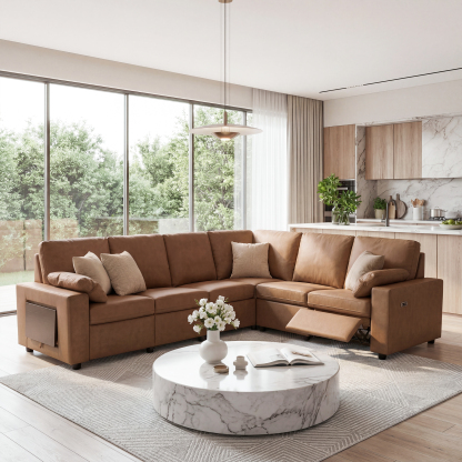 [CLEARANCE] Levi Modern Reclining Sectional Sofa With Storage & Power Recliner