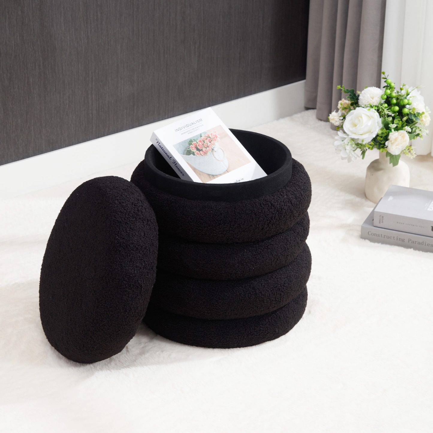 Teddy 15'' Round Storage Ottoman Bench