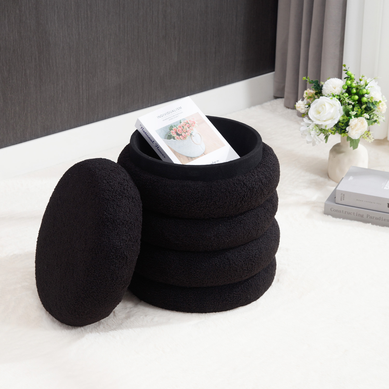 Teddy 15'' Round Storage Ottoman Bench