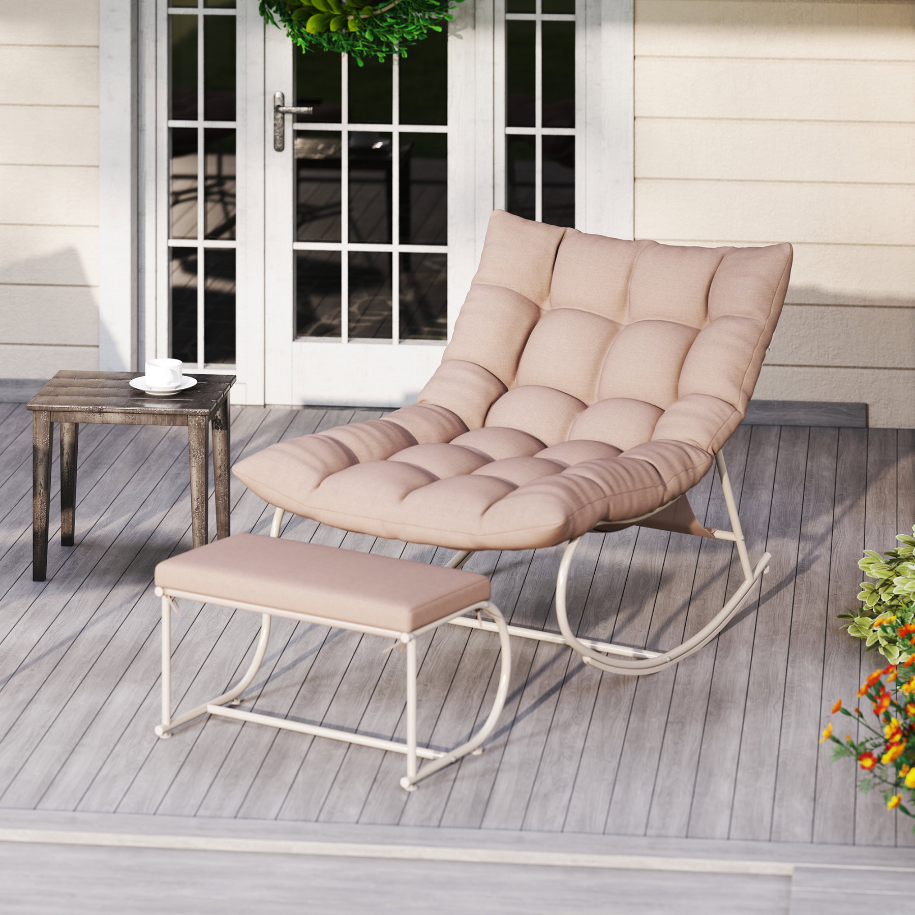 Vincent Outdoor Rocking Chair With Ottoman