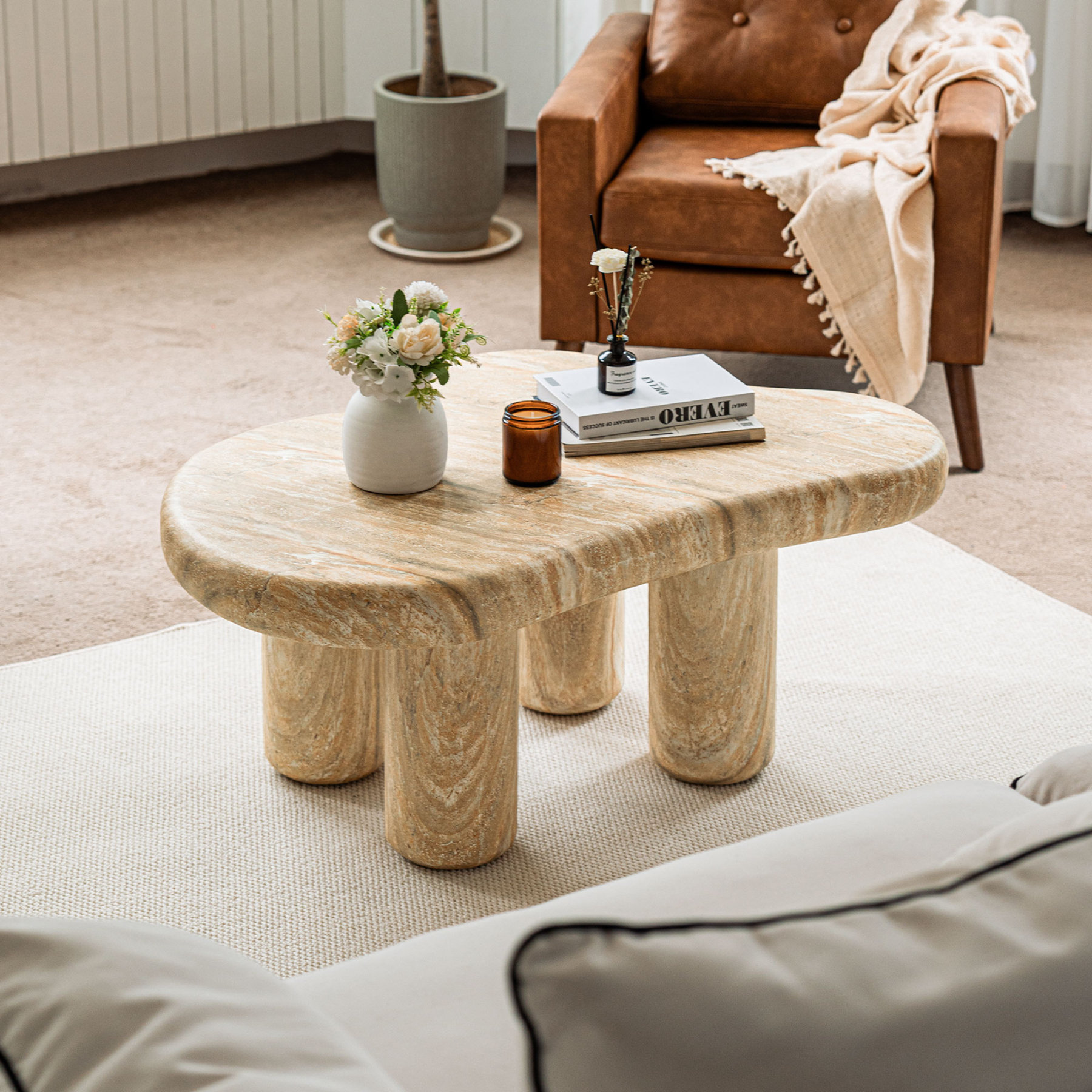 Olivia Faux Stone Coffee Table