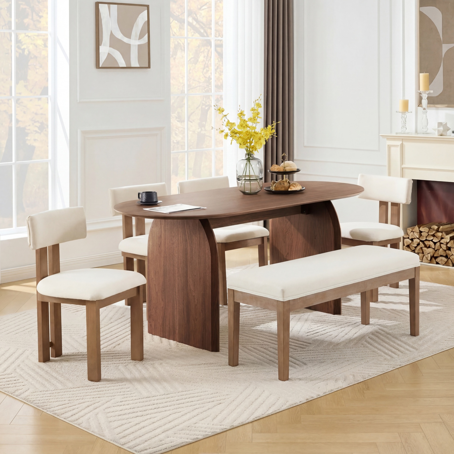 Birch Oval Dining Table Set