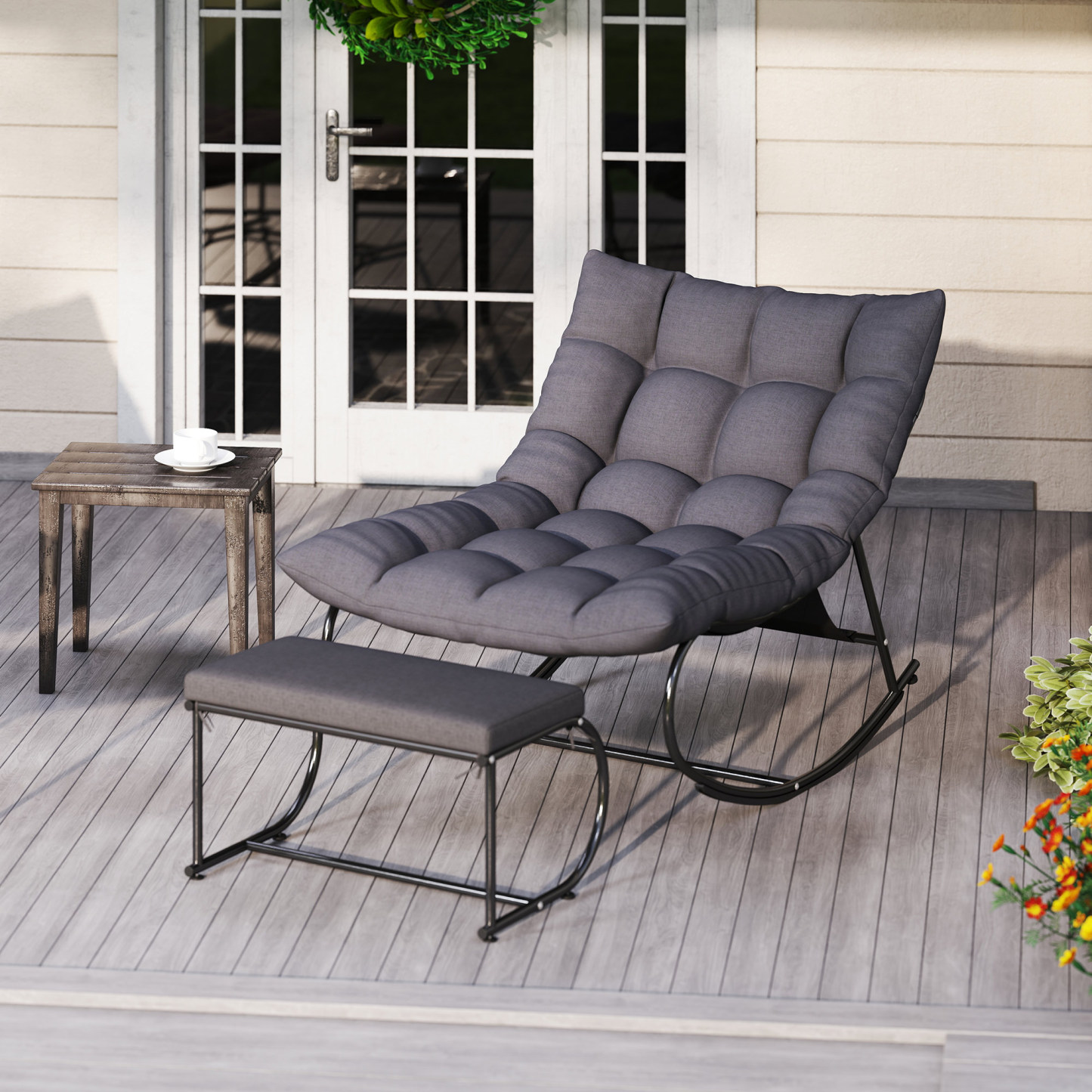 Vincent Outdoor Rocking Chair With Ottoman