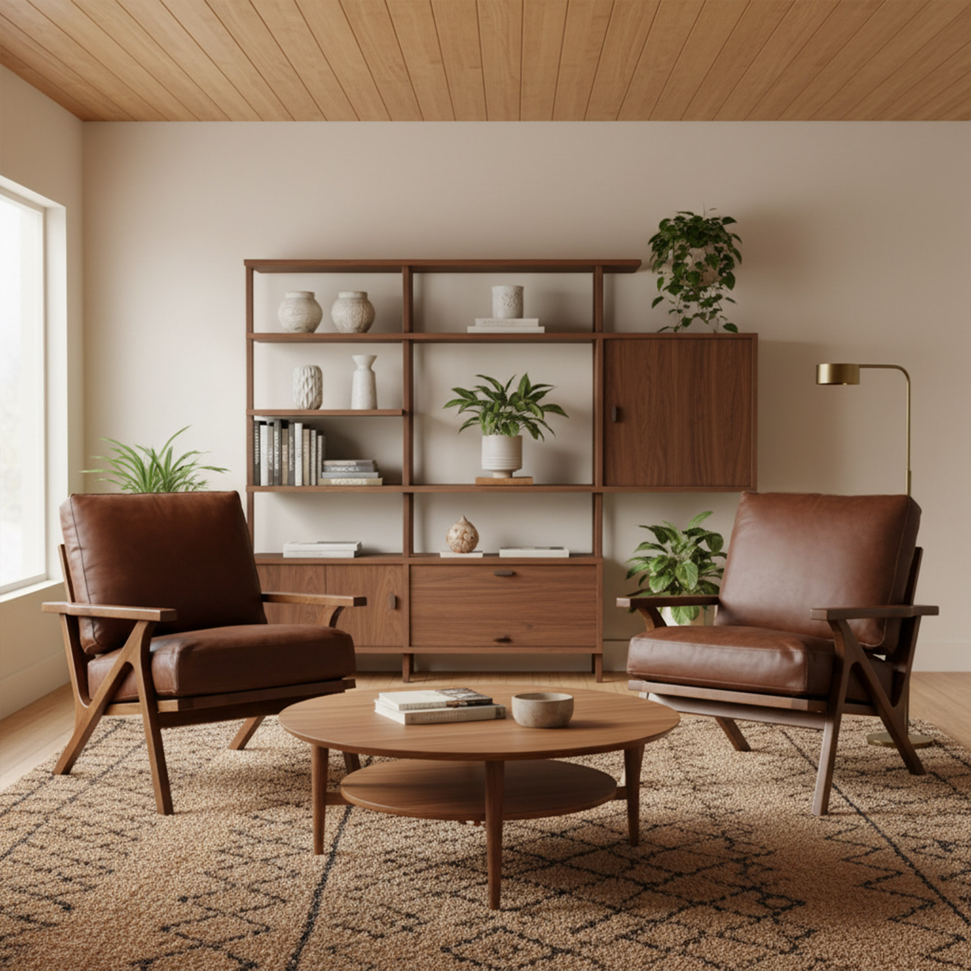Charles Mid-Century Modern Leather Lounge Chair & Ottoman | DAYALANE