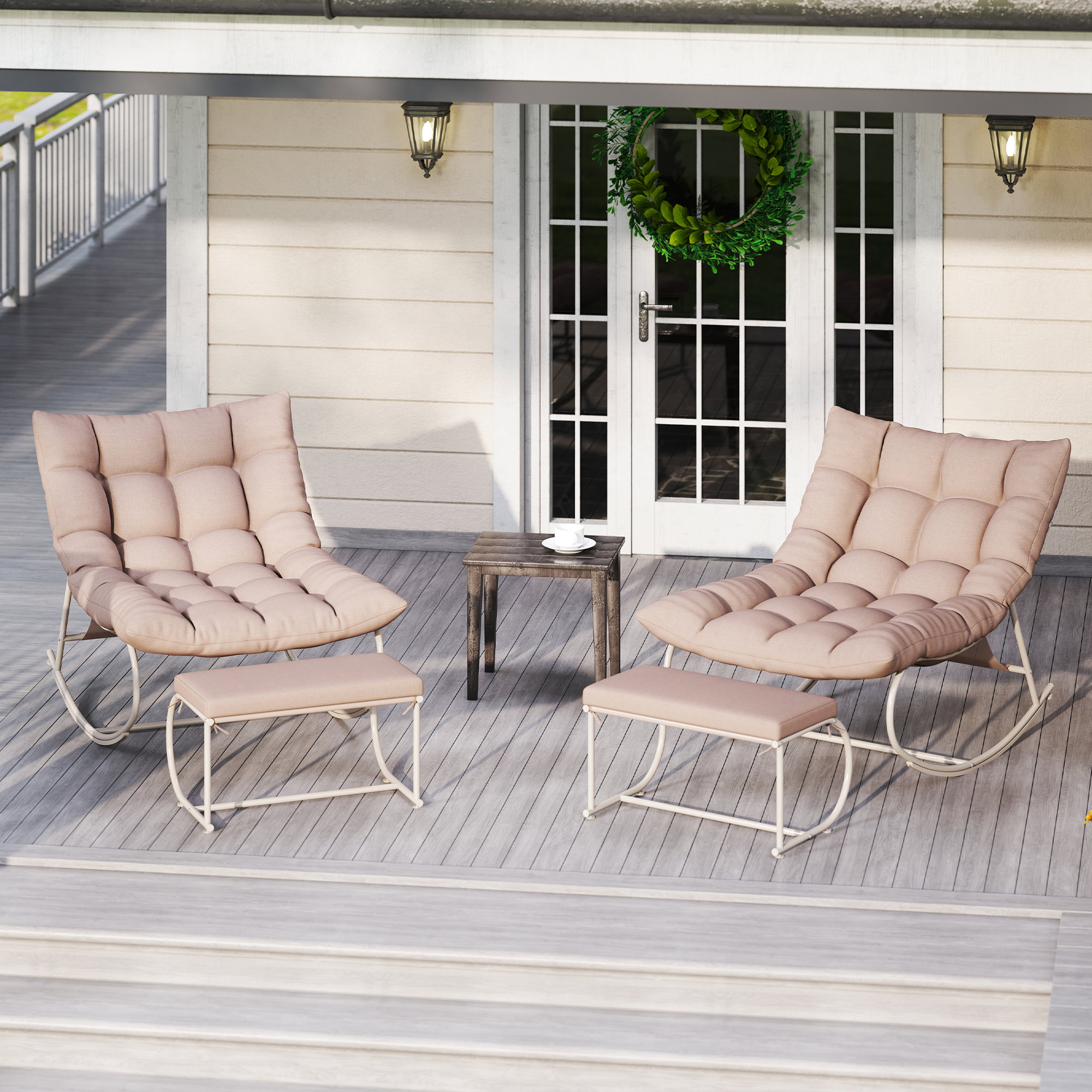 Vincent Outdoor Rocking Chair With Ottoman