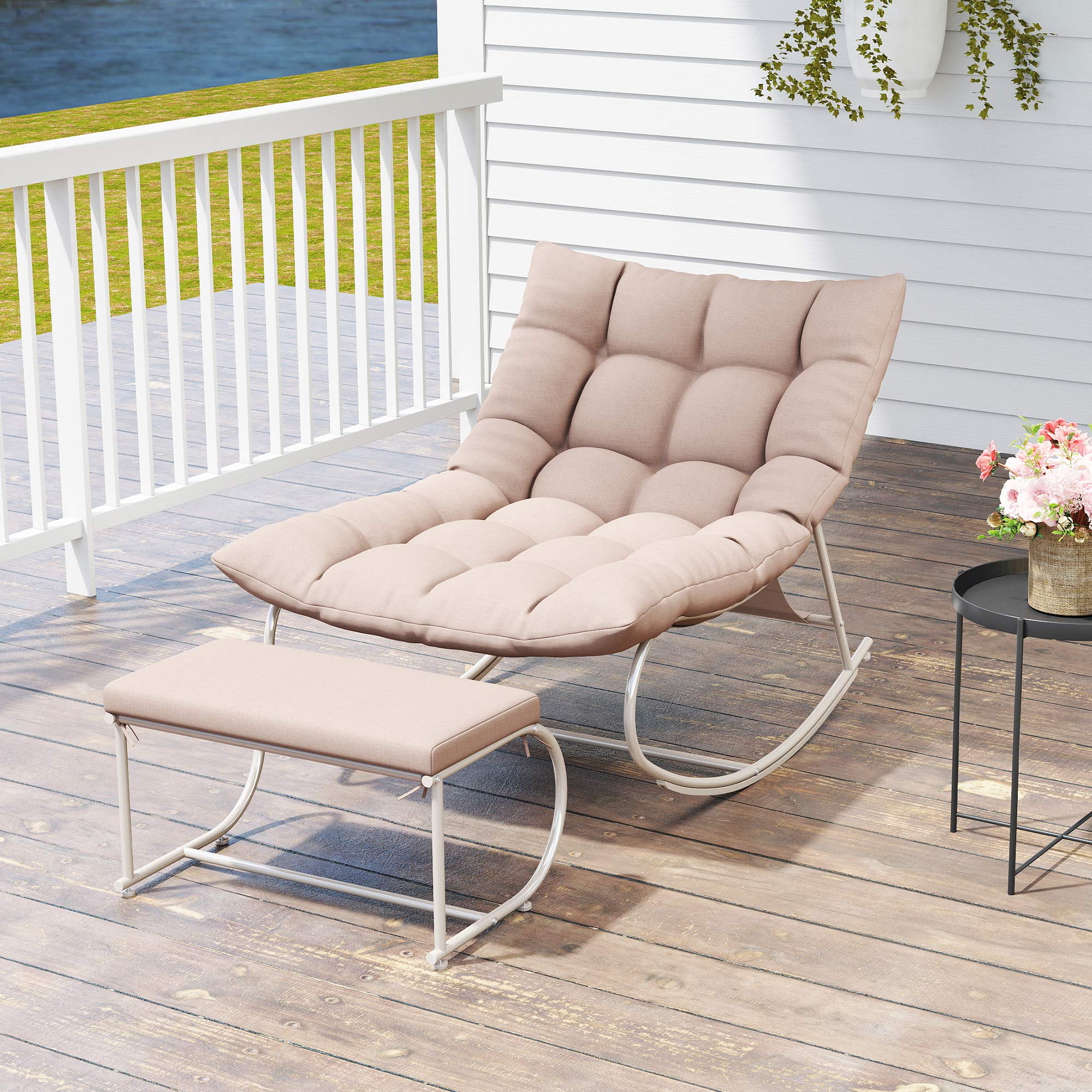 Vincent Outdoor Rocking Chair With Ottoman