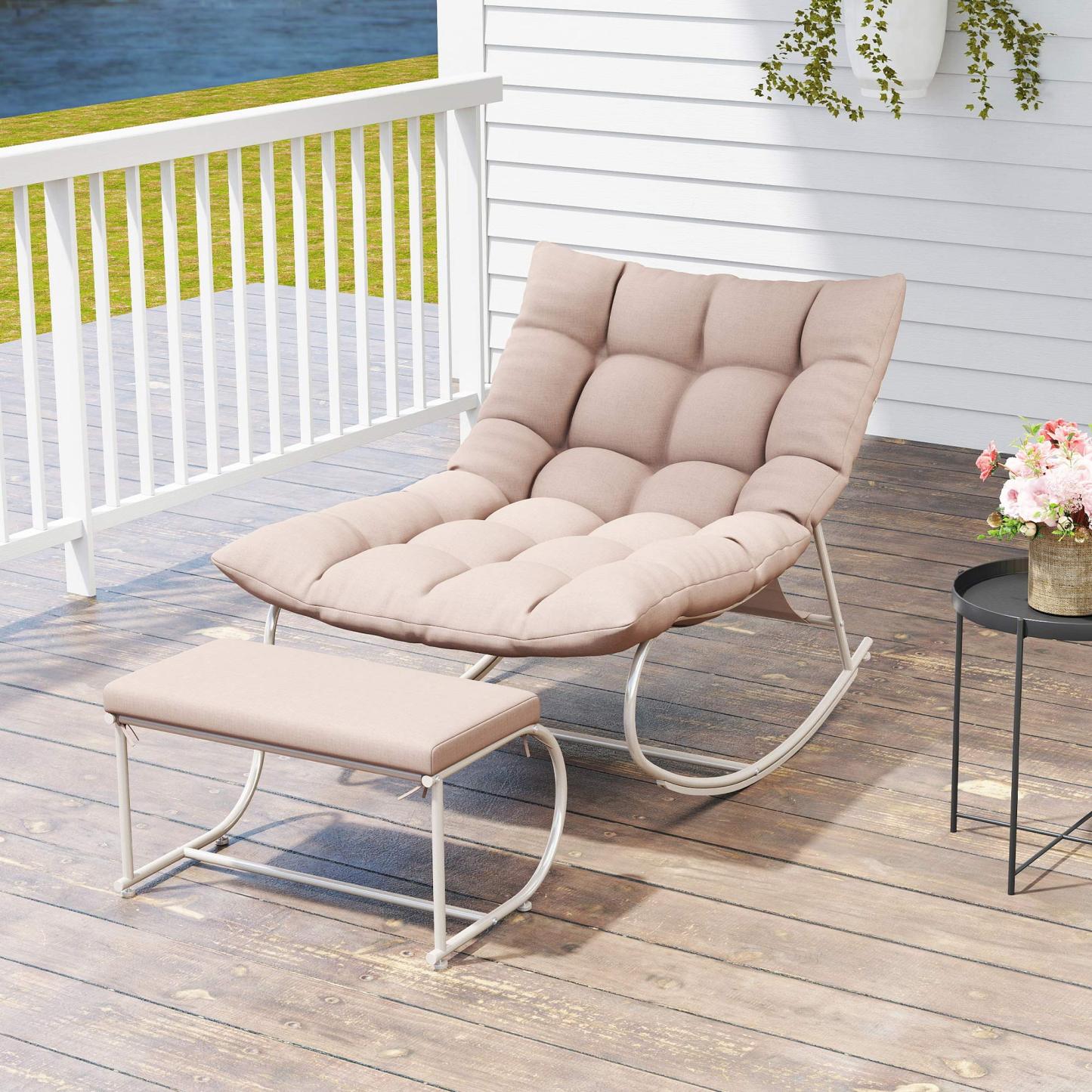 Vincent Outdoor Rocking Chair With Ottoman