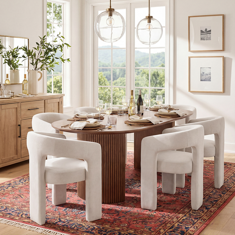 Mateo Oval Dining Table With Dove Chairs Set