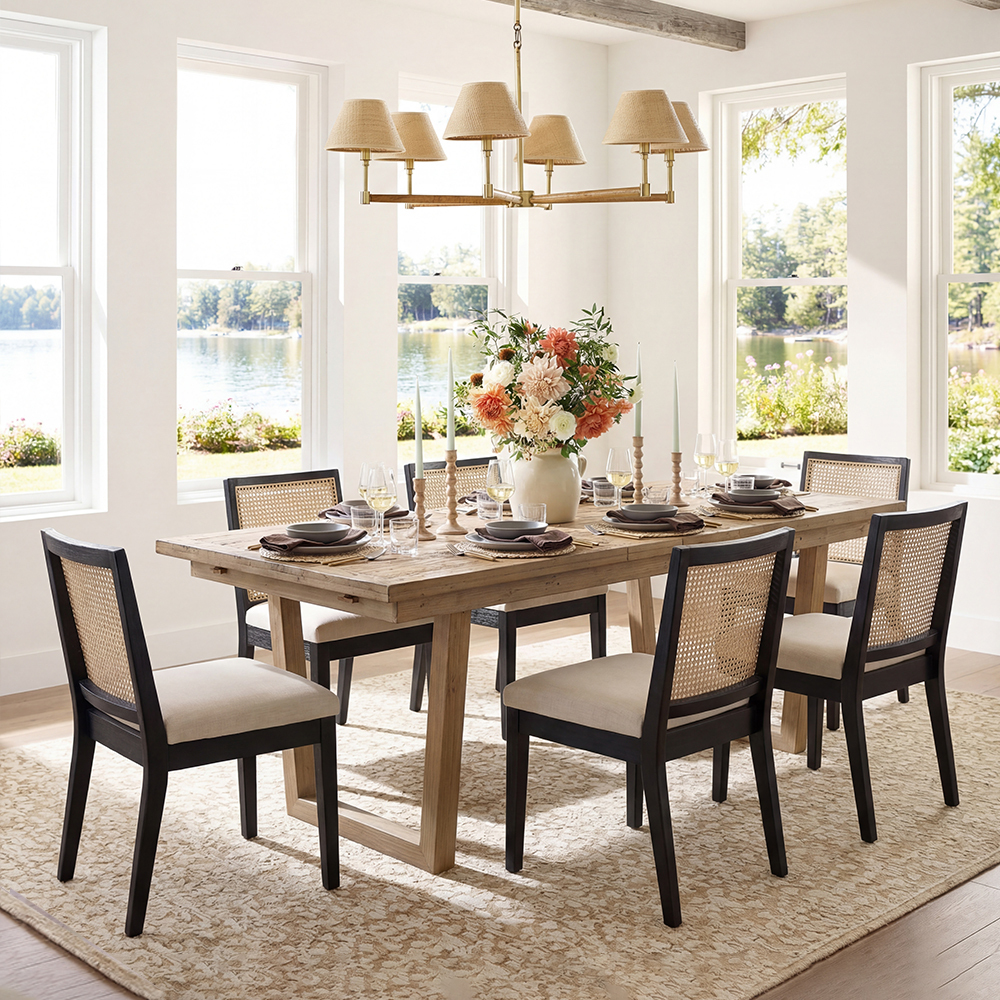 Weston Modern Cane Dining Chairs Set of 2 for Dining Room | DAYALANE