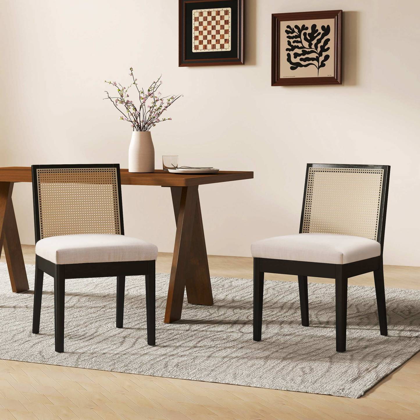 Cross Wooden Dining Table Set