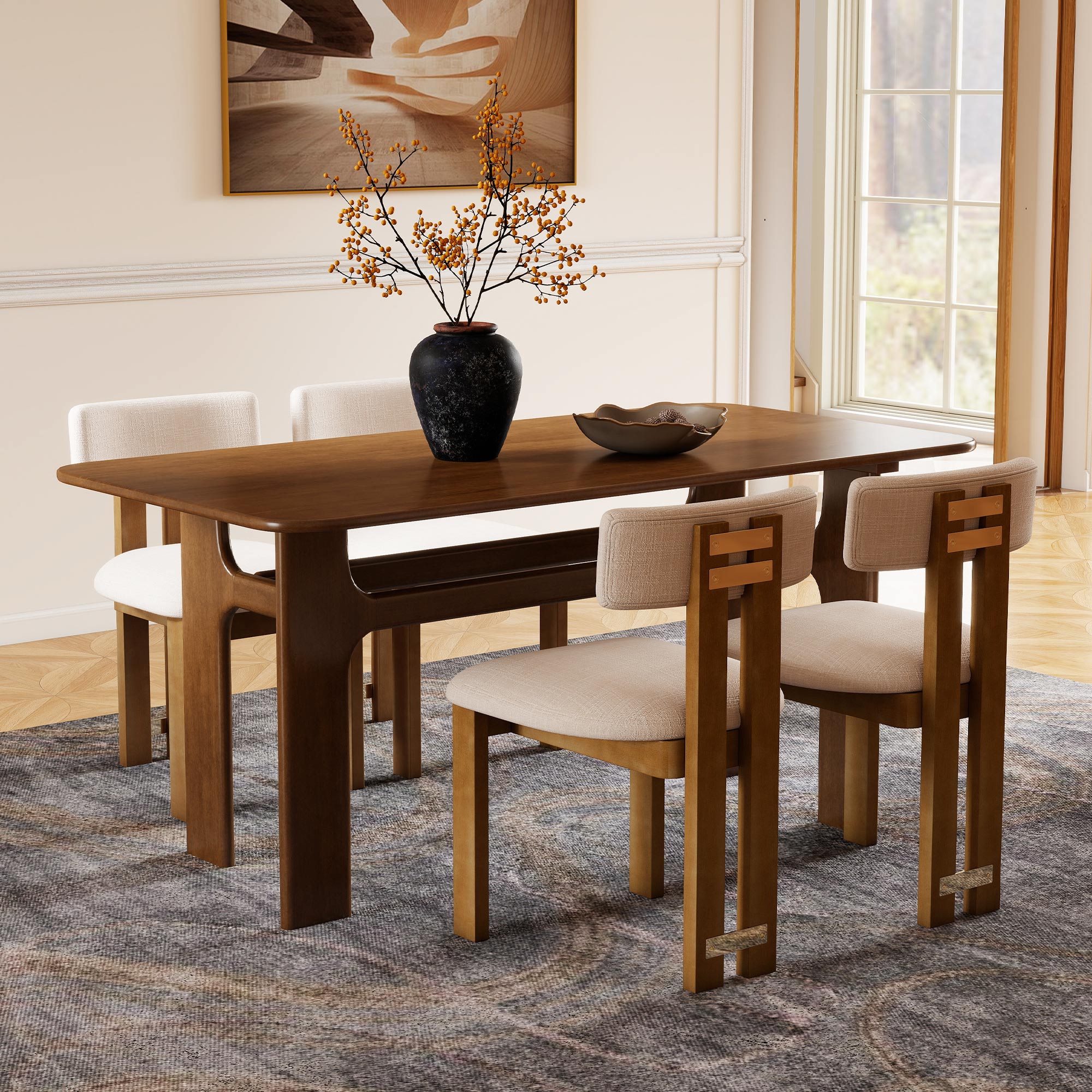Leon 63'' Wooden Dining Table Set