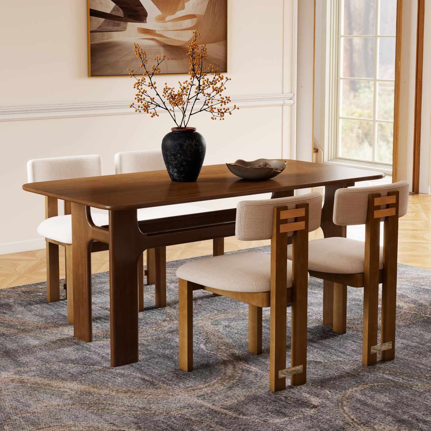 Leon 63'' Wooden Dining Table Set