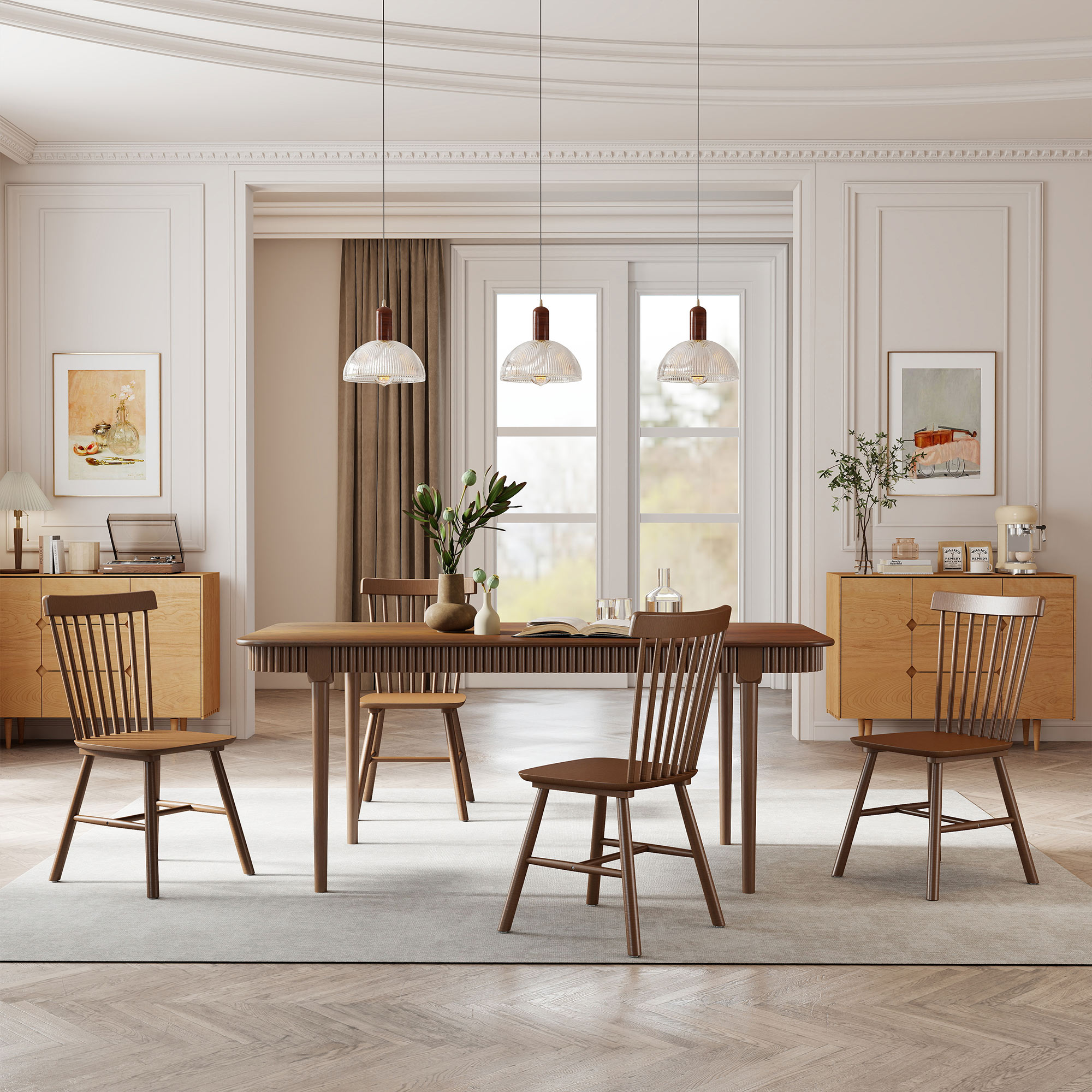 James 63'' Rectangular Dining Table Set for 4-6