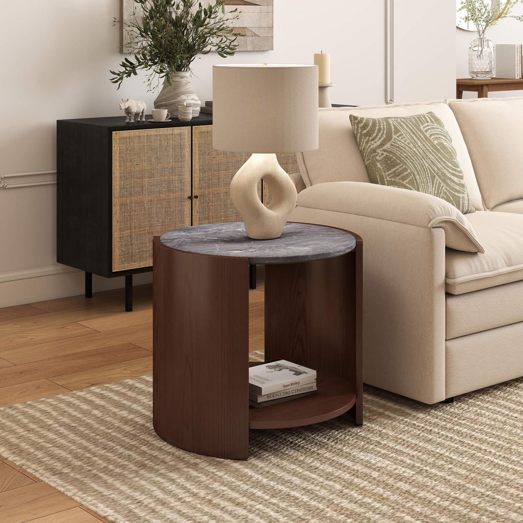 Gia Cultured Marble Side Table