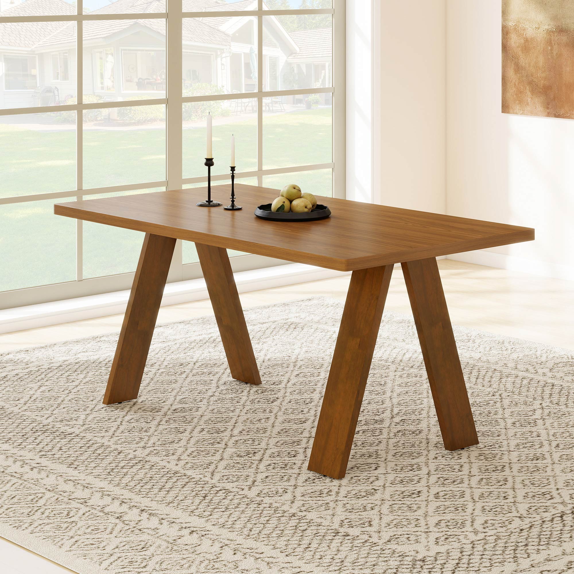 Oak Wood Dining Table 63”
