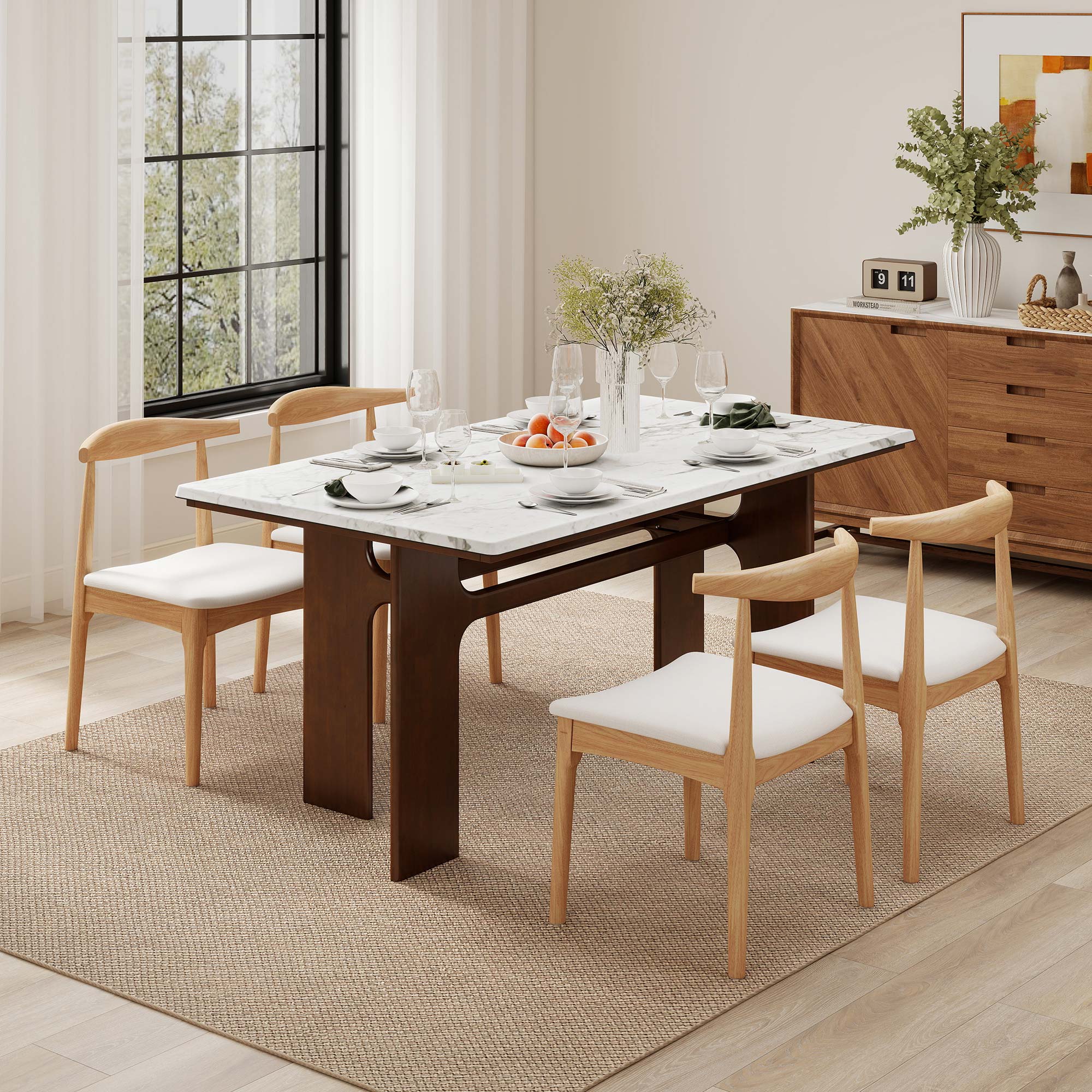 Alex 63'' Rectangle Dining Table Set For 4-6
