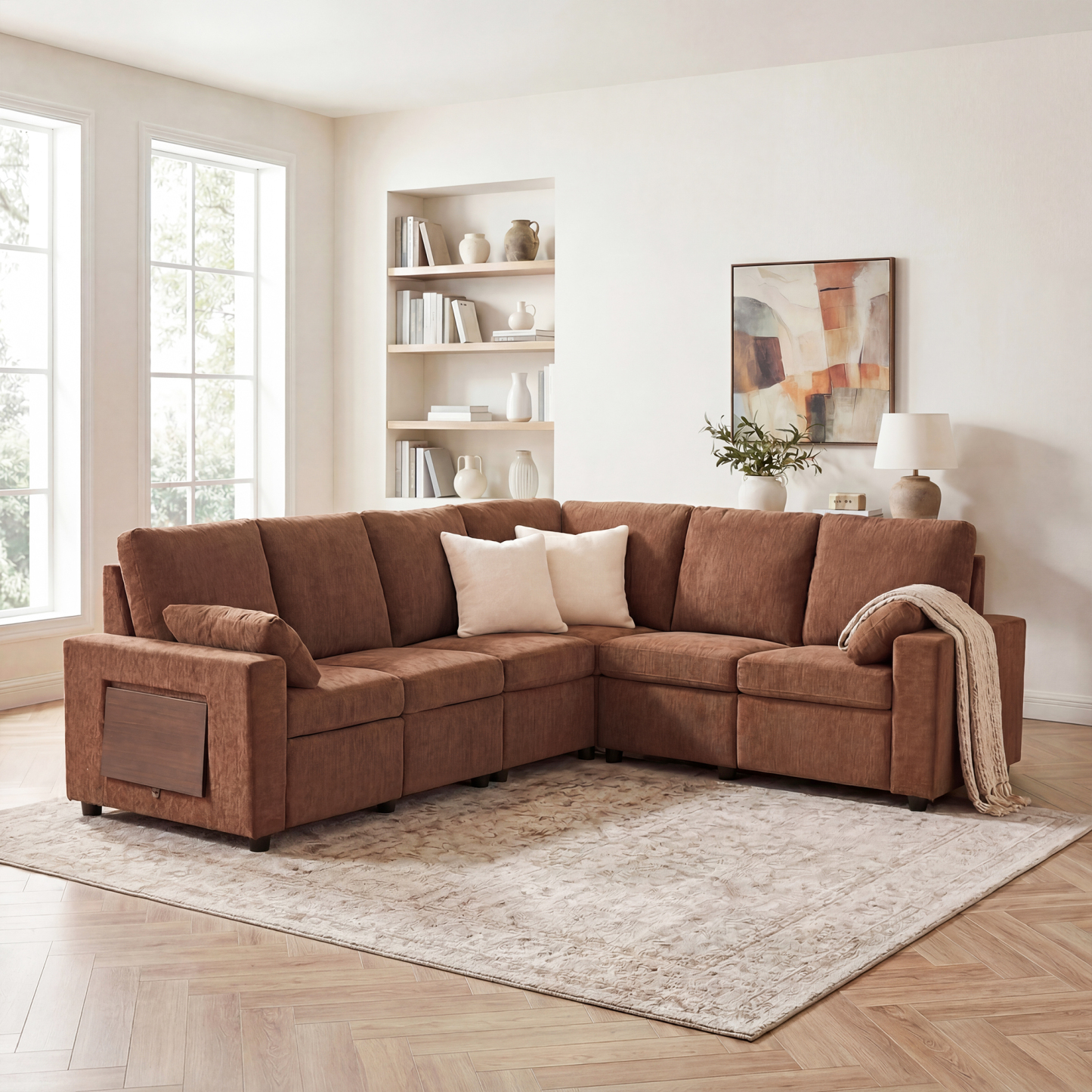 [CLEARANCE] Levi Modern Reclining Sectional Sofa With Storage & Power Recliner