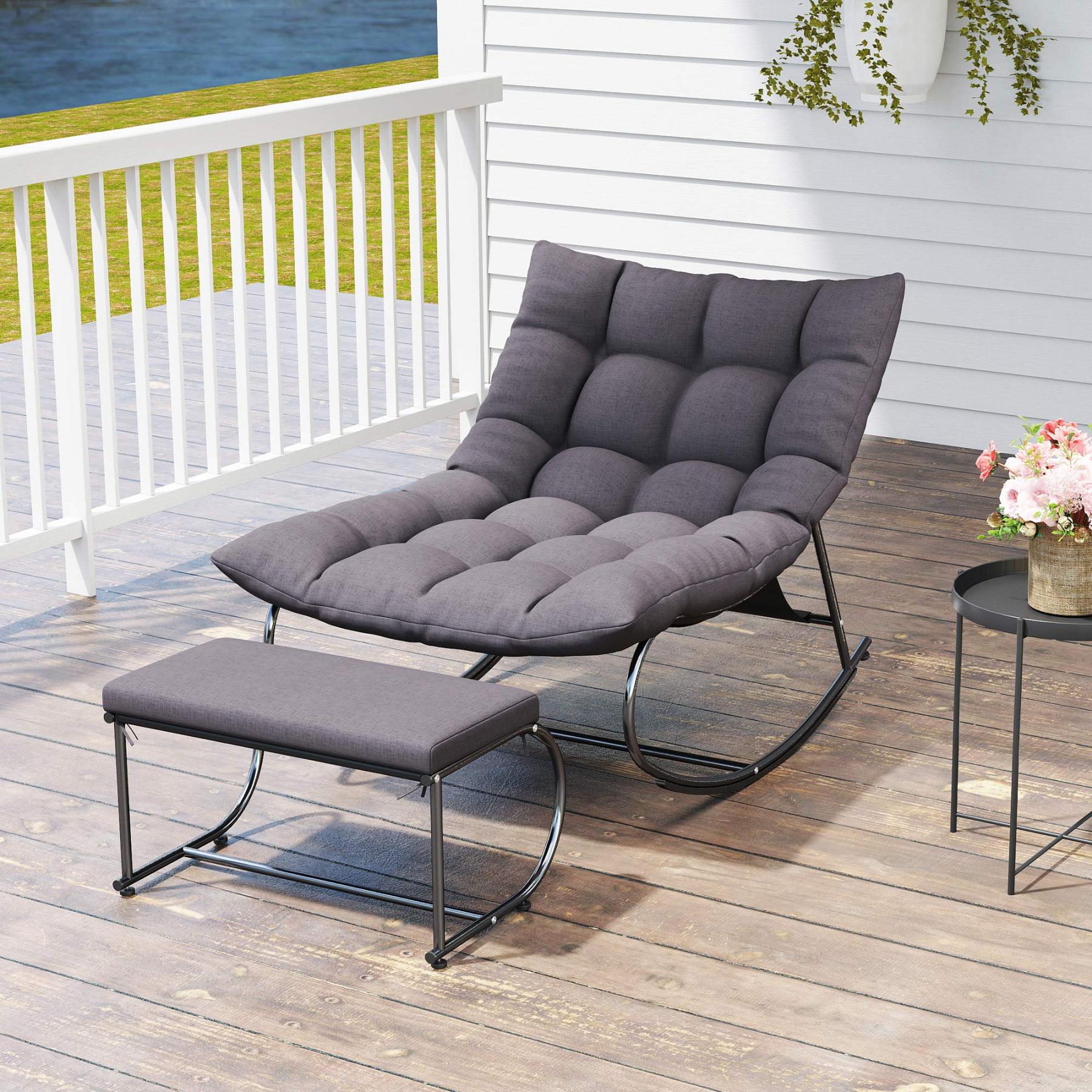 Vincent Outdoor Rocking Chair With Ottoman