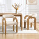 A mid century modern dining chairs set of 2 placed at a light wood table.