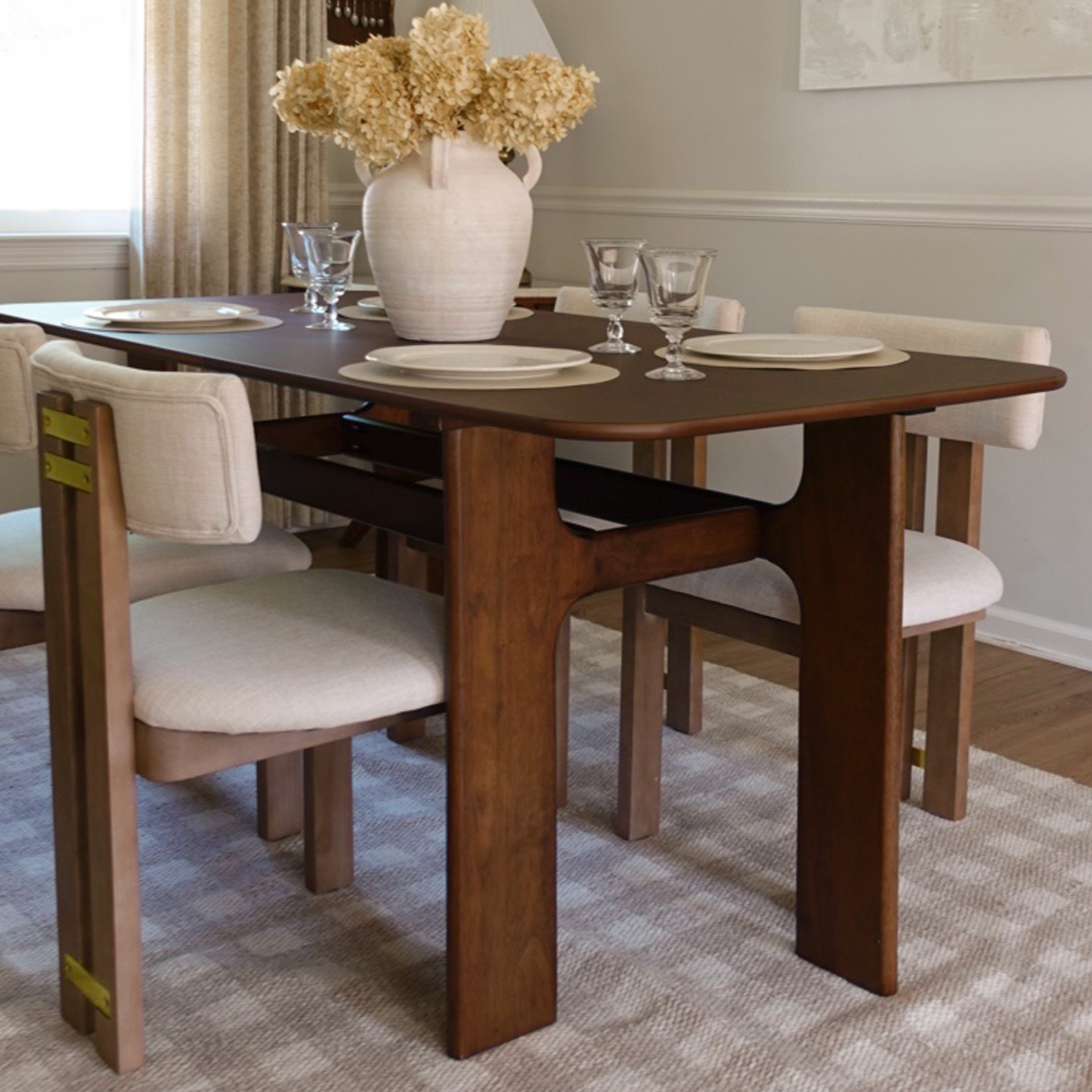 Leon 63'' Wooden Dining Table Set