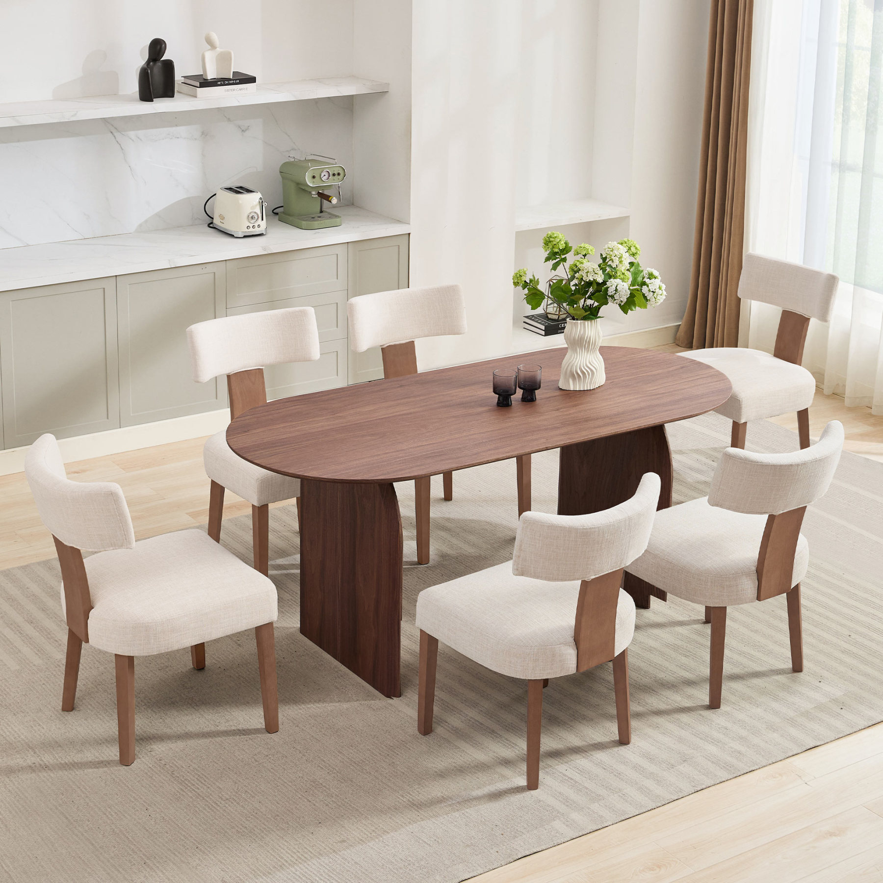 Birch Oval Dining Table Set