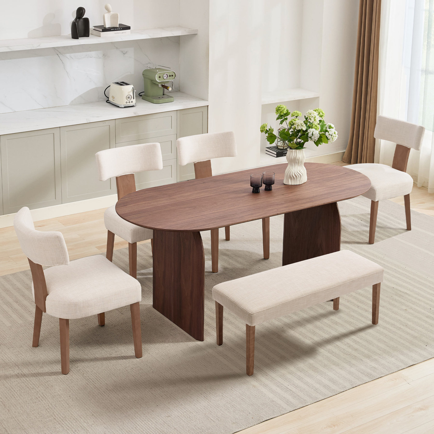 Birch Oval Dining Table Set