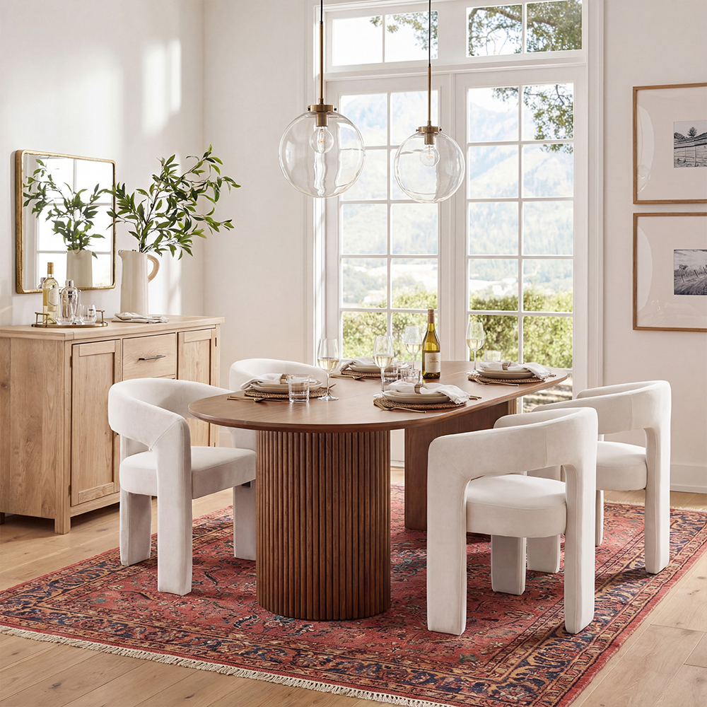 Mateo Oval Dining Table With Dove Chairs Set