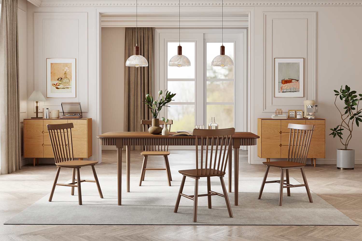 James 63'' Vintage Dining Table Set for 4-6 - Dayalane – DAYALANE