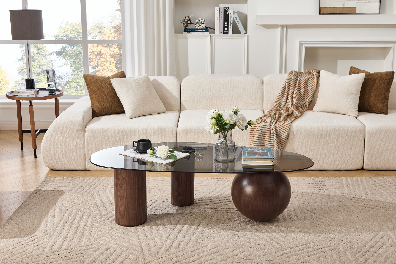 Eden 55'' Modern Coffee Table with Glass Top | DAYALANE