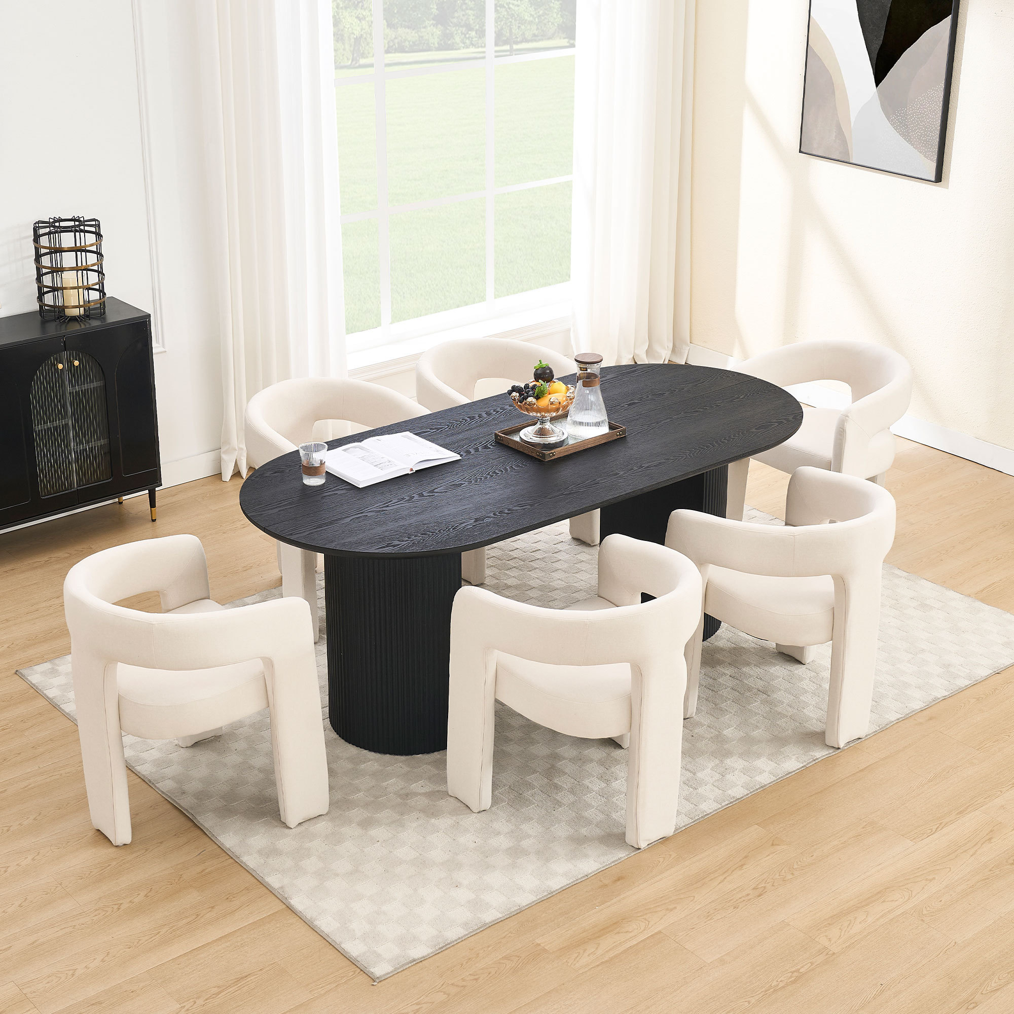 Mateo Oval Dining Table With Dove Chairs Set – DAYALANE