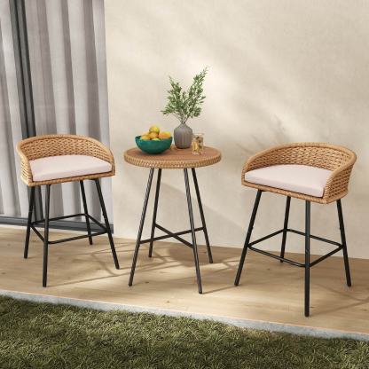 Neil Outdoor Cane Bar Stools (Set of 2)