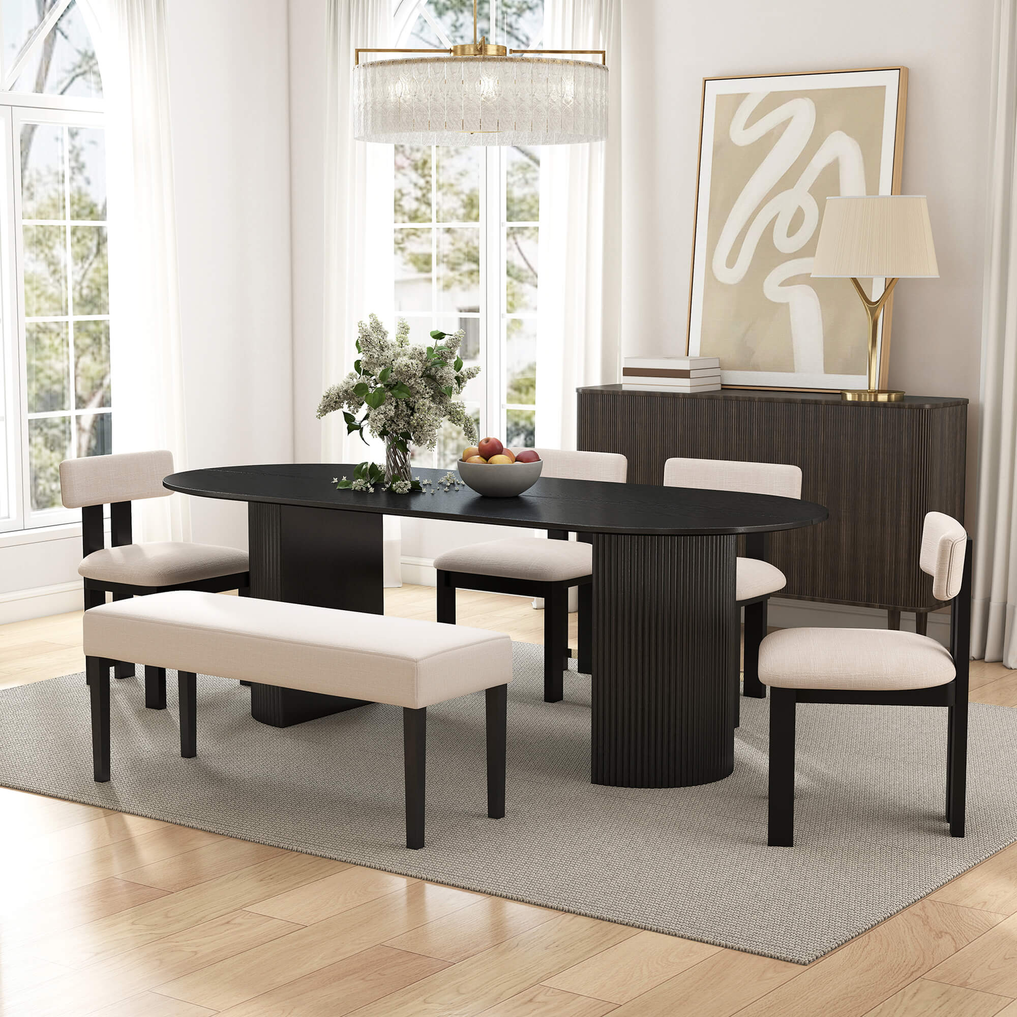 Mateo Oval Dining Table With Payson Chairs Set
