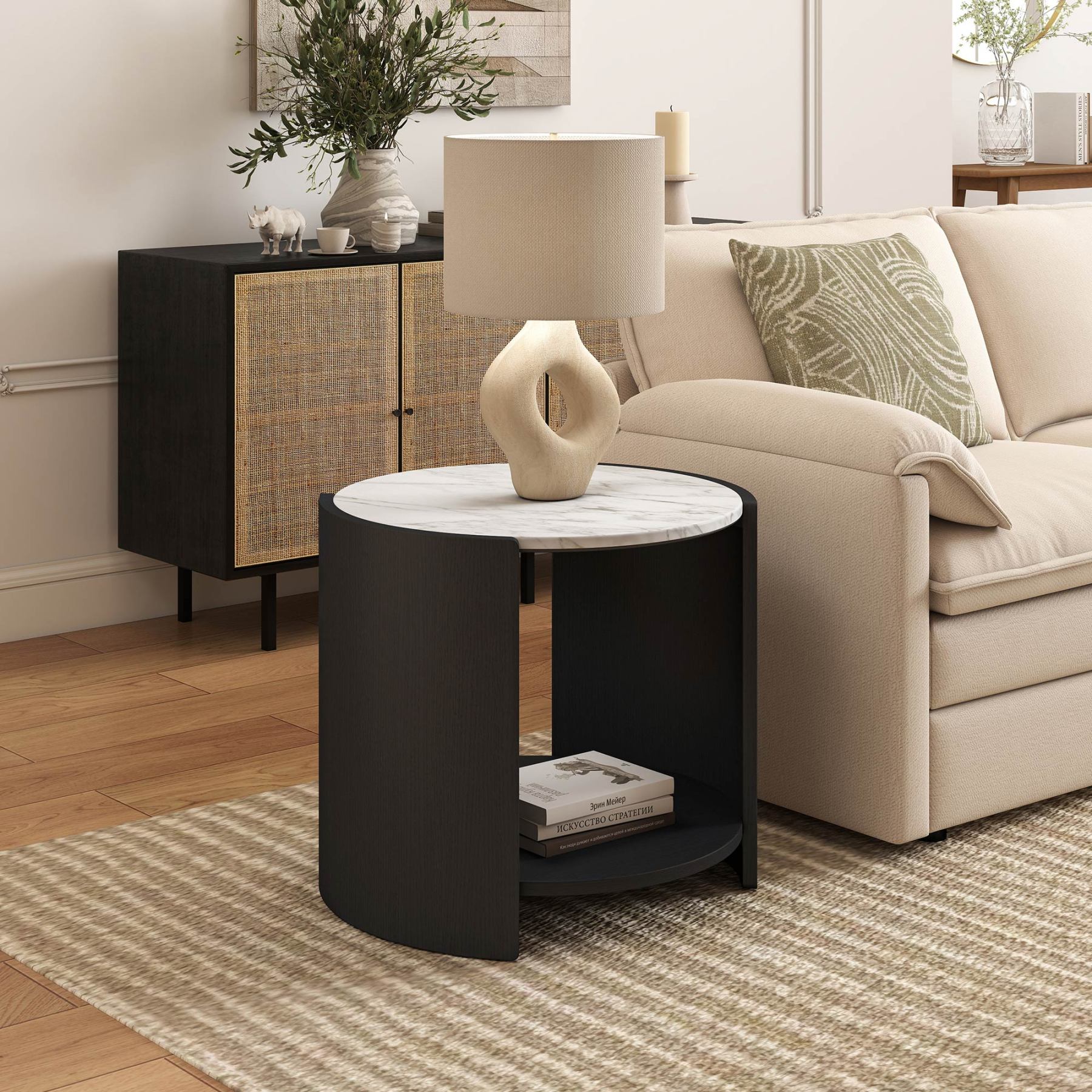 Gia Cultured Marble Side Table