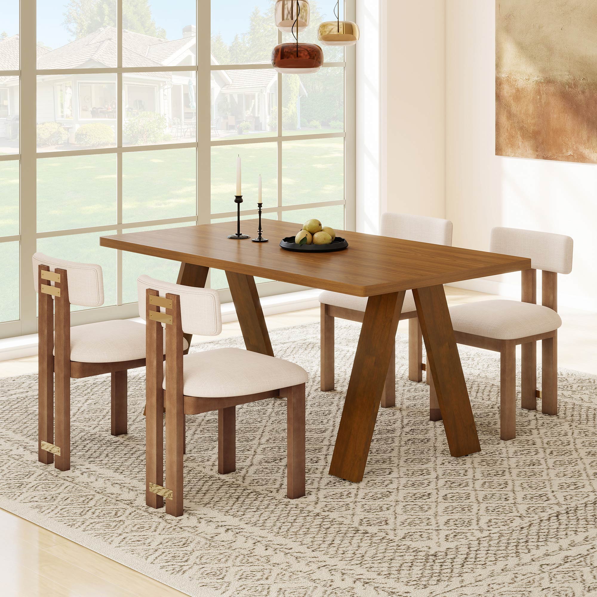 Cross Wooden Dining Table 63''