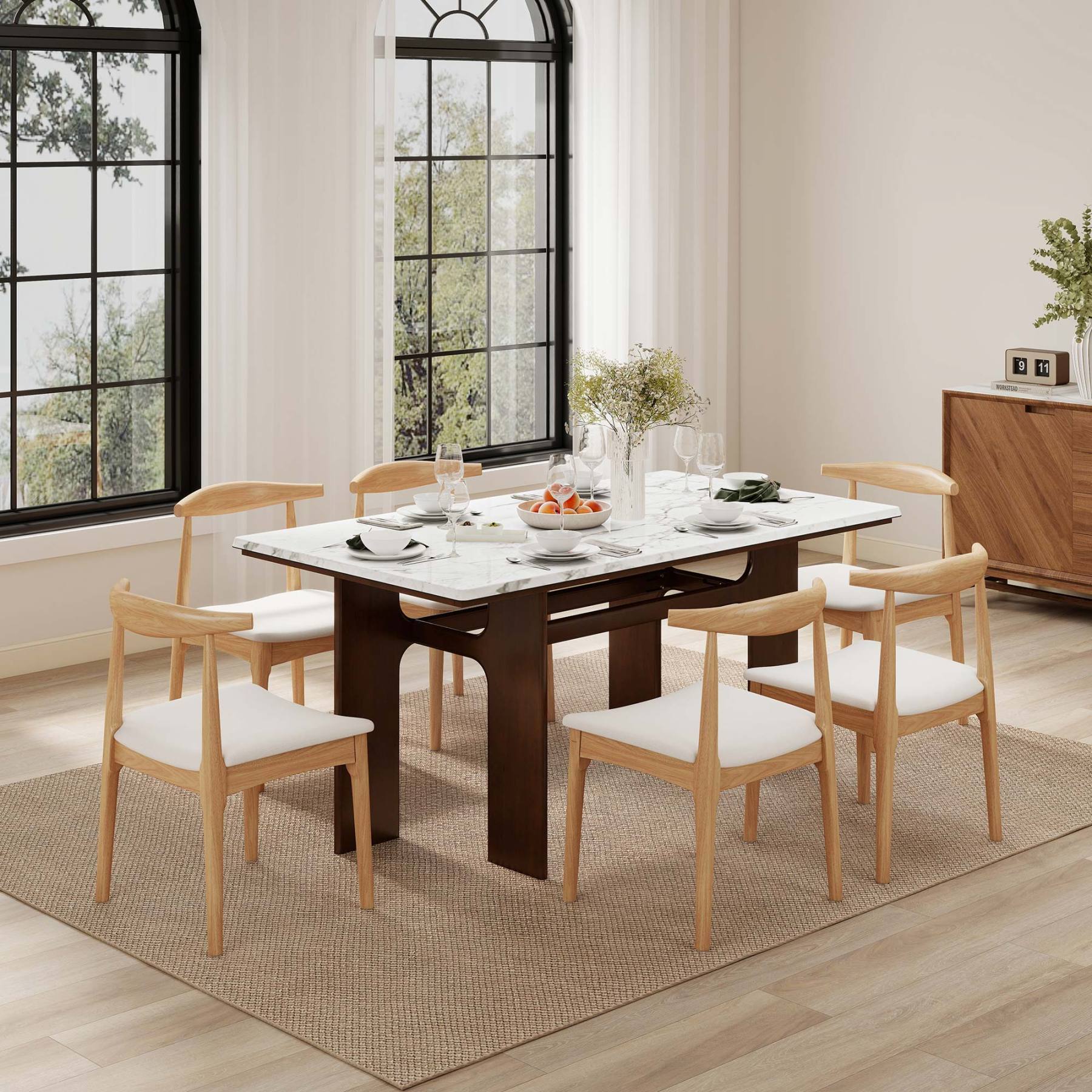 Alex 63'' Rectangle Dining Table Set For 4-6