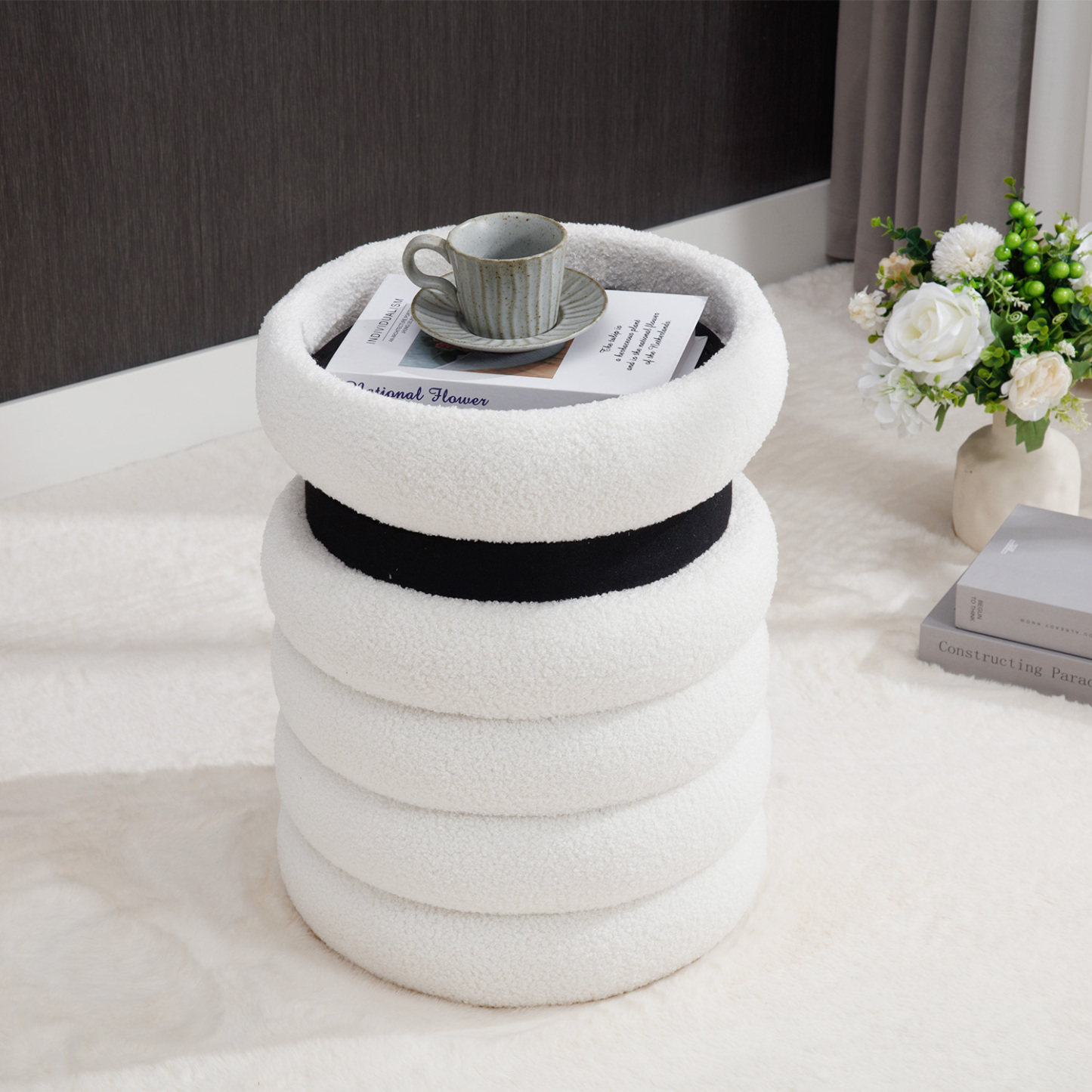 Teddy 15'' Round Storage Ottoman Bench