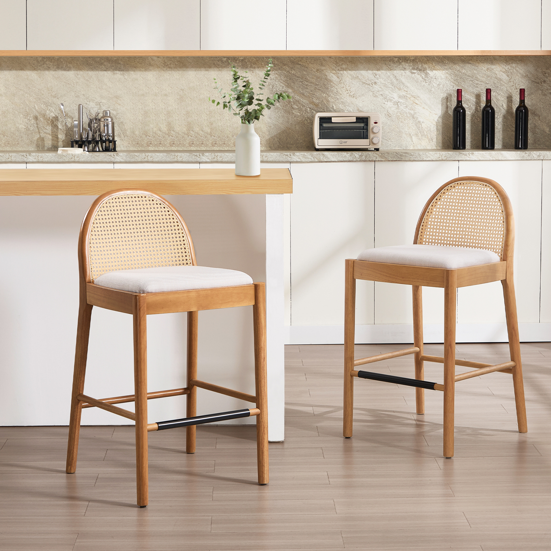Salem Rattan Bar Stools (Set of 2)