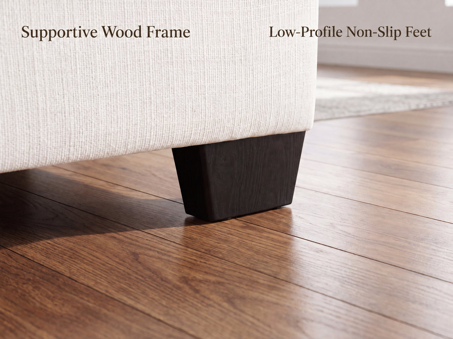 Strong sofa leg detail