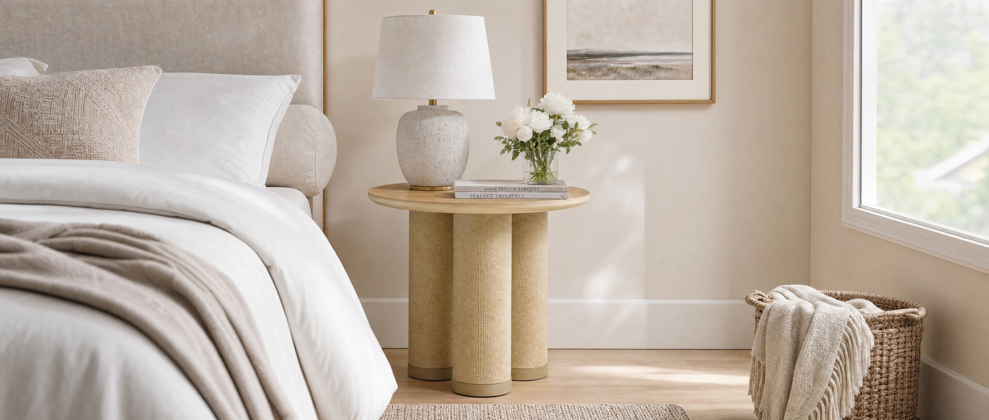 Compact oak side table with sculptural textured legs
