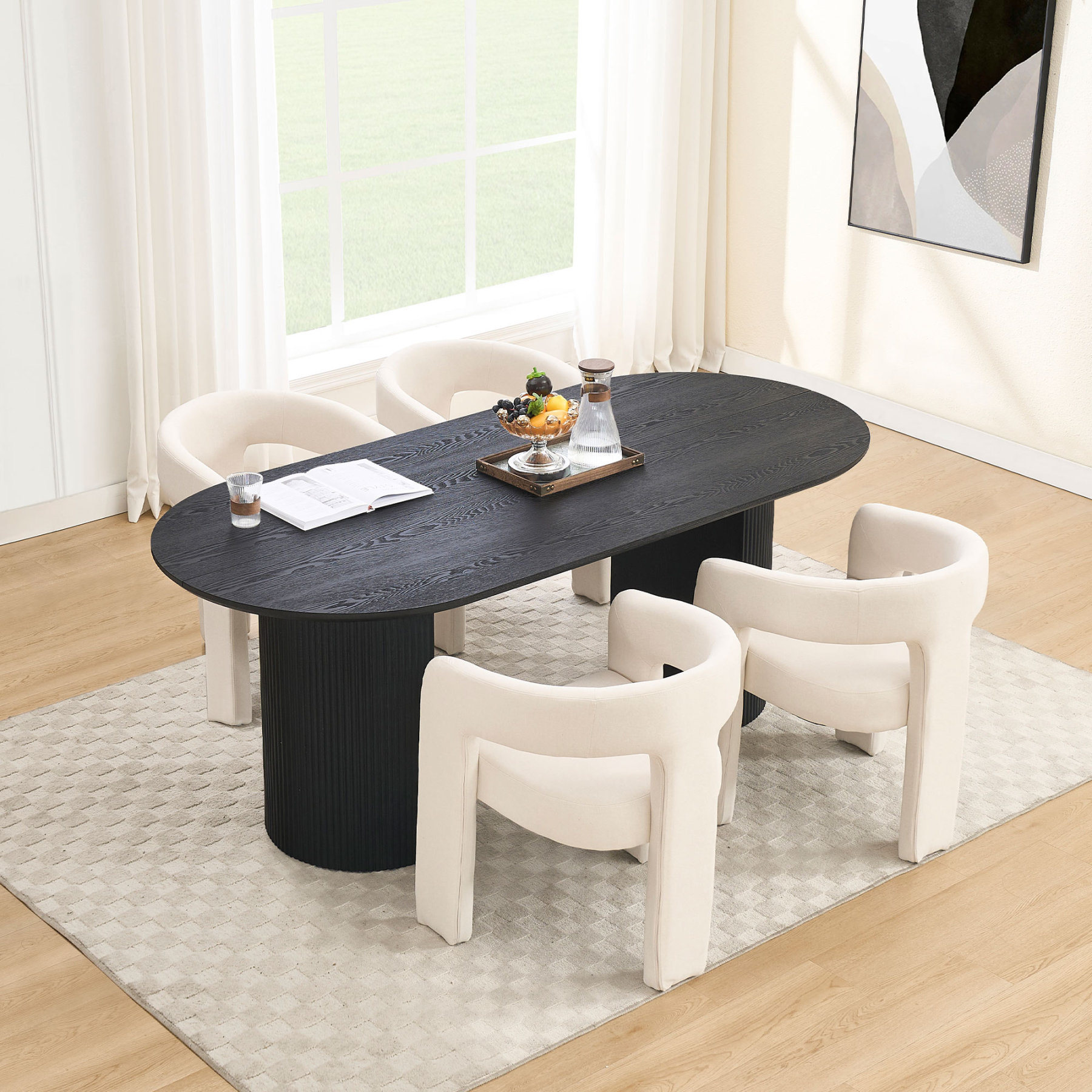 Mateo Oval Dining Table With Dove Chairs Set