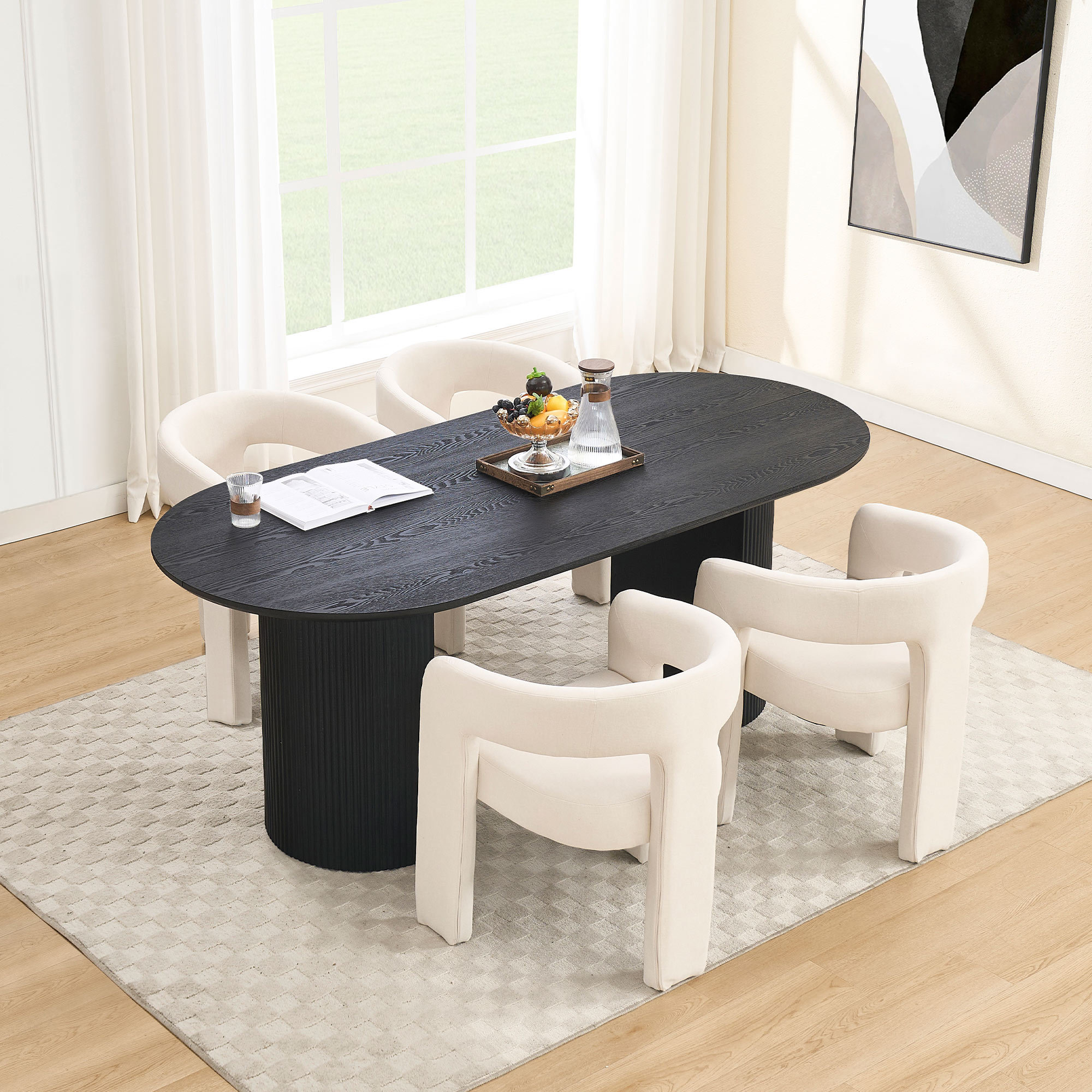 Mateo Oval Dining Table With Dove Chairs Set – DAYALANE