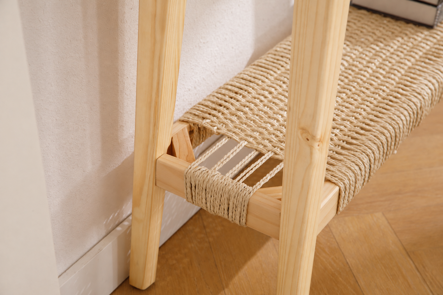 Sturdy wood console table frame with adjustable leveling feet