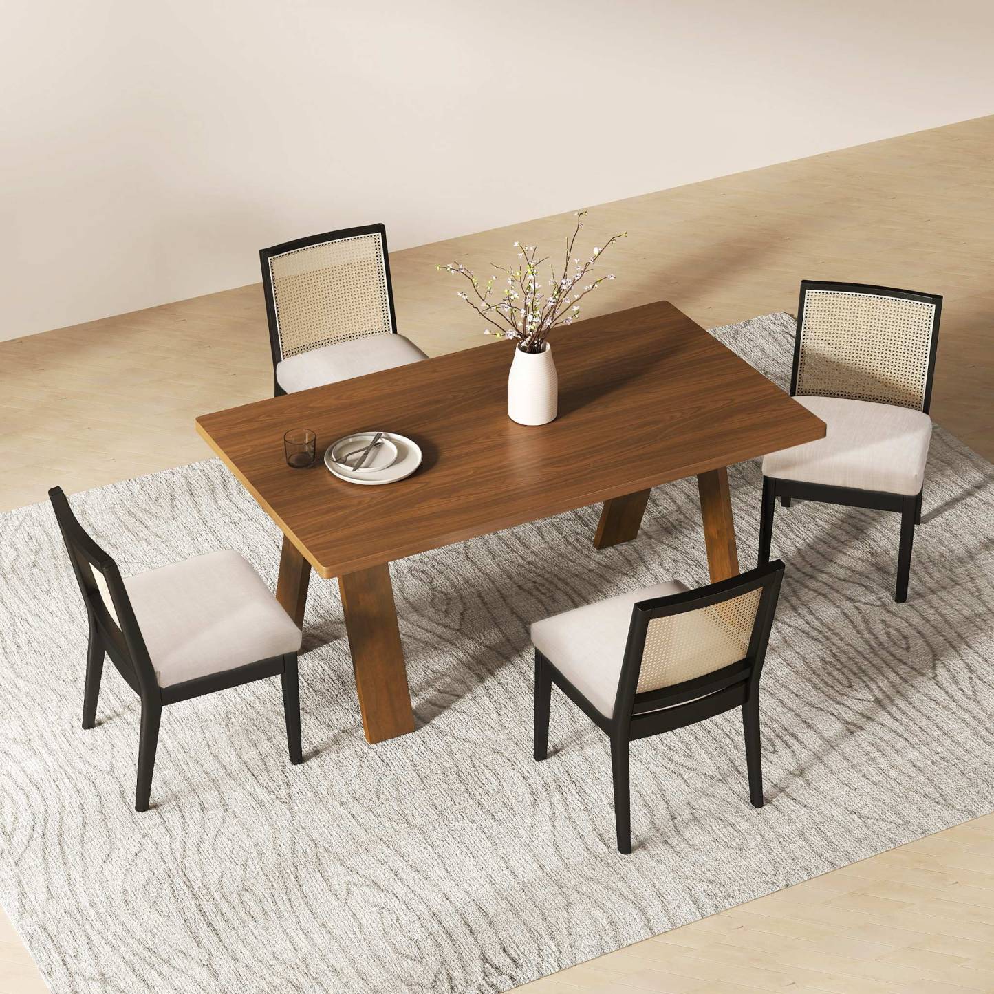 Cross Wooden Dining Table Set