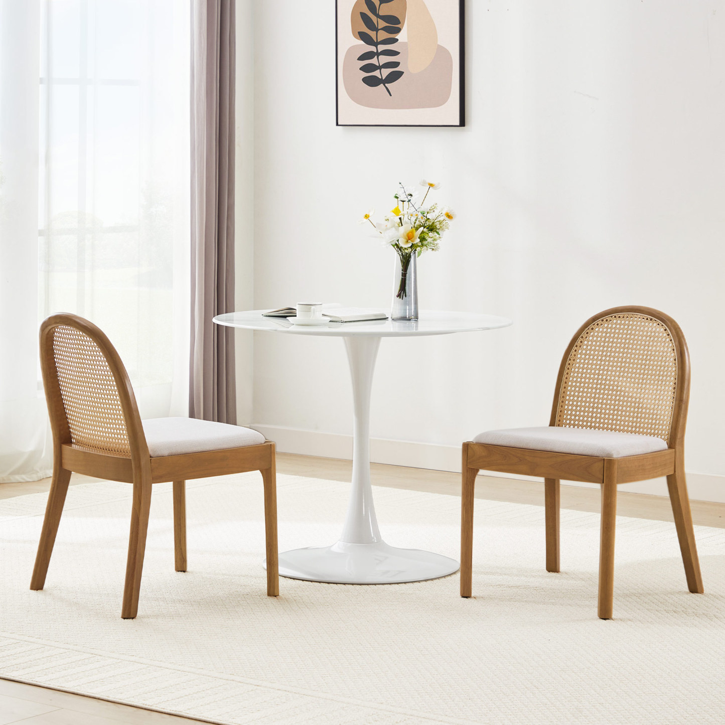 35'' Tulip White Dining Table Set