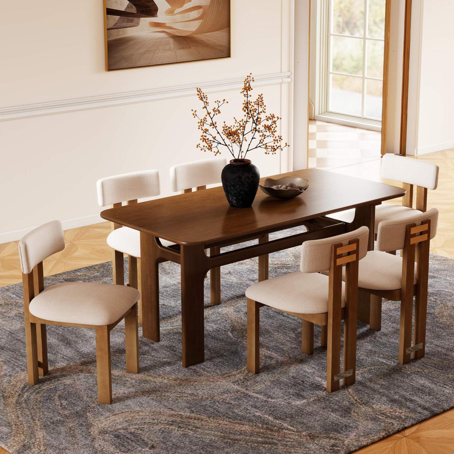 Leon 63'' Wooden Dining Table Set