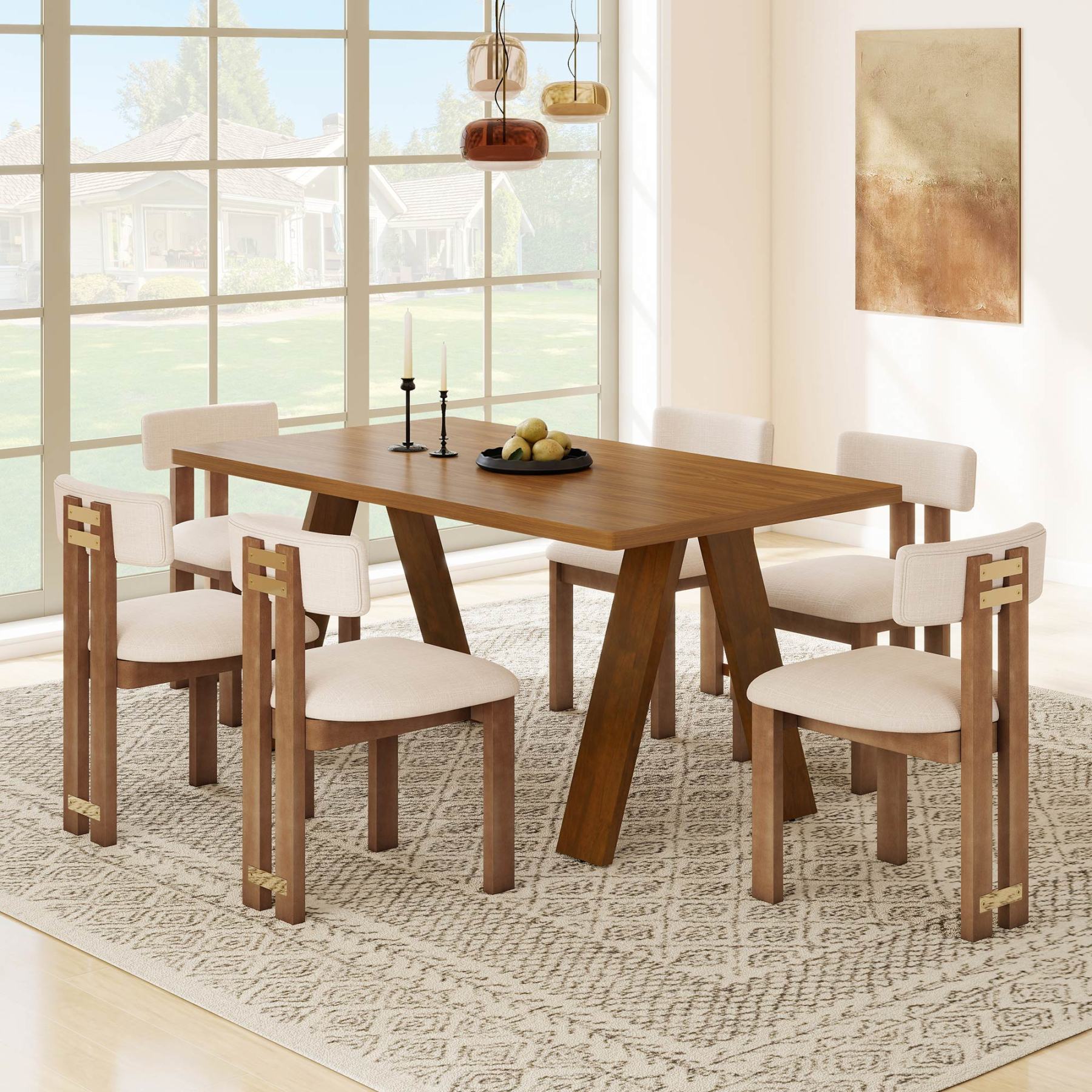 Cross Dining Table Set For 4-6