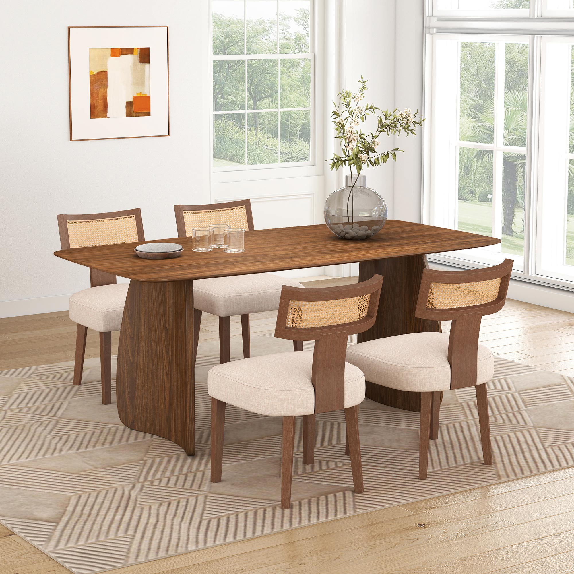 Nico Rectangular Walnut Dining Table Set for 4-6 | Under $1000