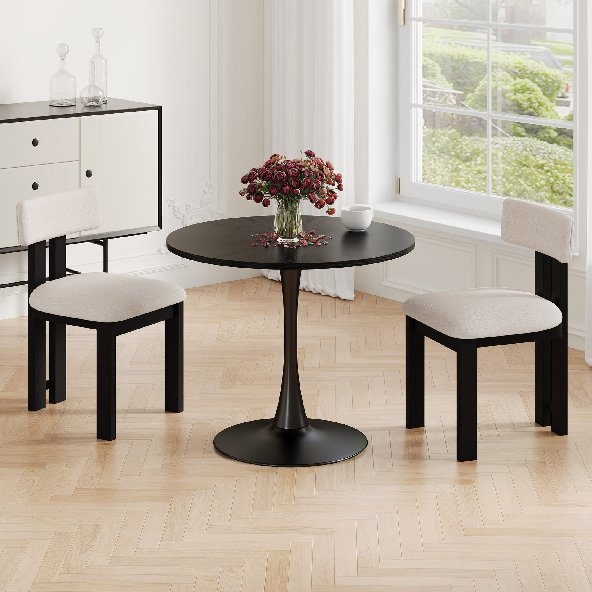 35'' Tulip Black Dining Table Set