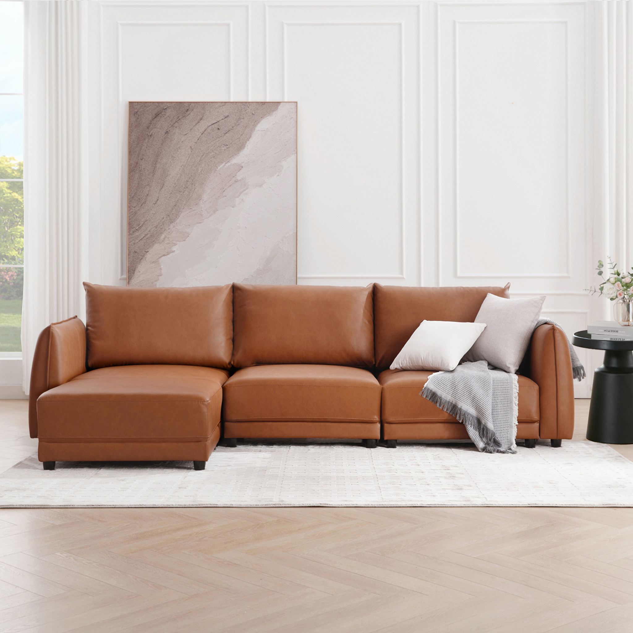 Leen Sectional Sofa - Modern Brown Sofa
