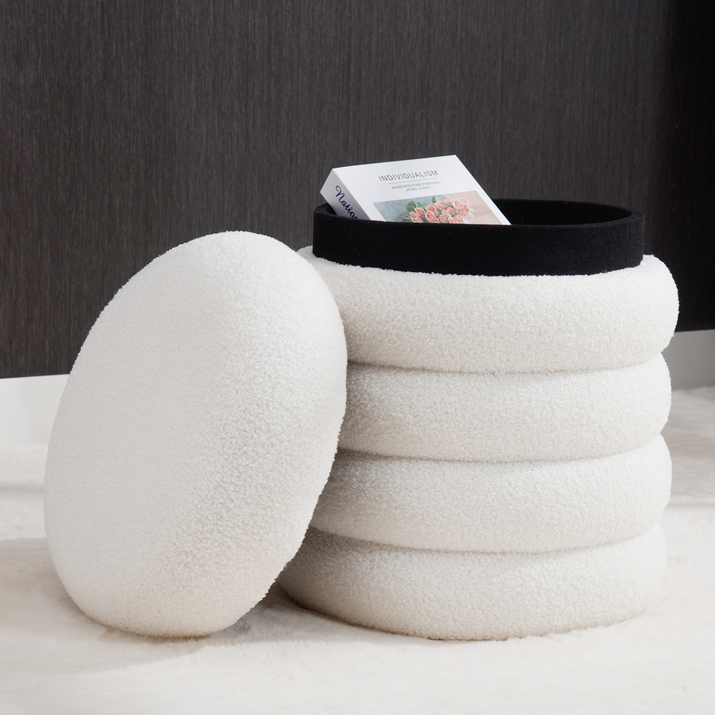 Teddy 15'' Round Storage Ottoman Bench